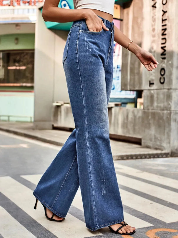 High Rise Bootcut Jeans with Pockets - ShopEasier