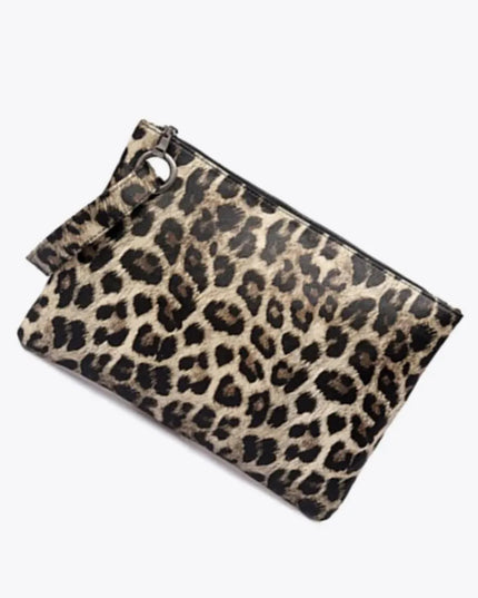 Cartera de piel sintética con diseño de leopardo