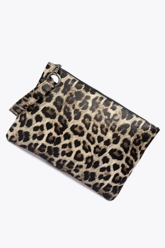 Cartera de piel sintética con diseño de leopardo