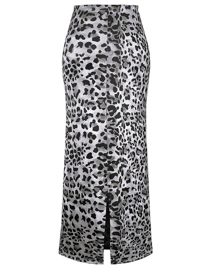 Honey Leopard Print Midi Skirt with Slit Detail