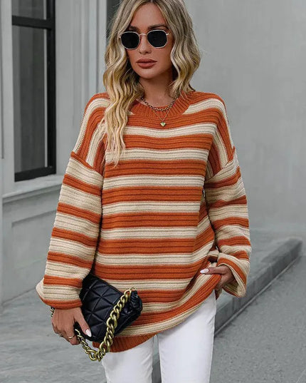 Colorful Striped Loose-Fit Sweater