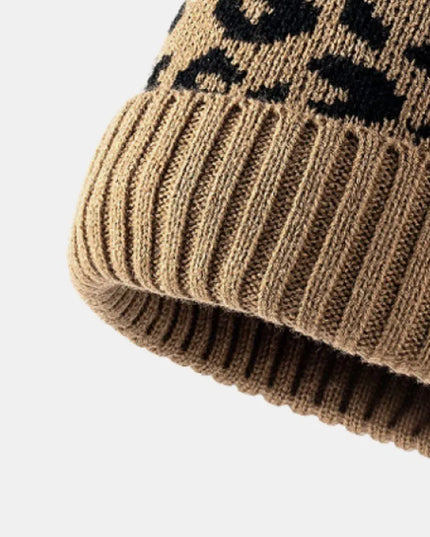 Leopard Pom-Pom Cuffed Beanie - ShopEasier