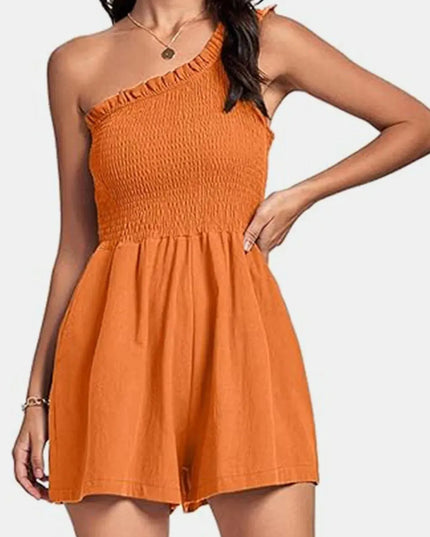 Smocked Single Shoulder Romper - ShopEasier