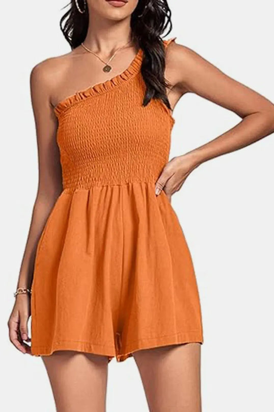 Smocked Single Shoulder Romper - ShopEasier