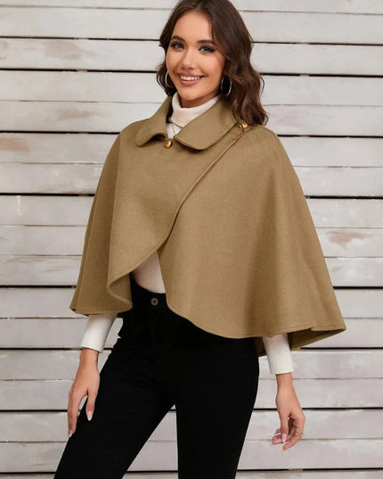 Collared Neck Cropped Cape - ShopEasier