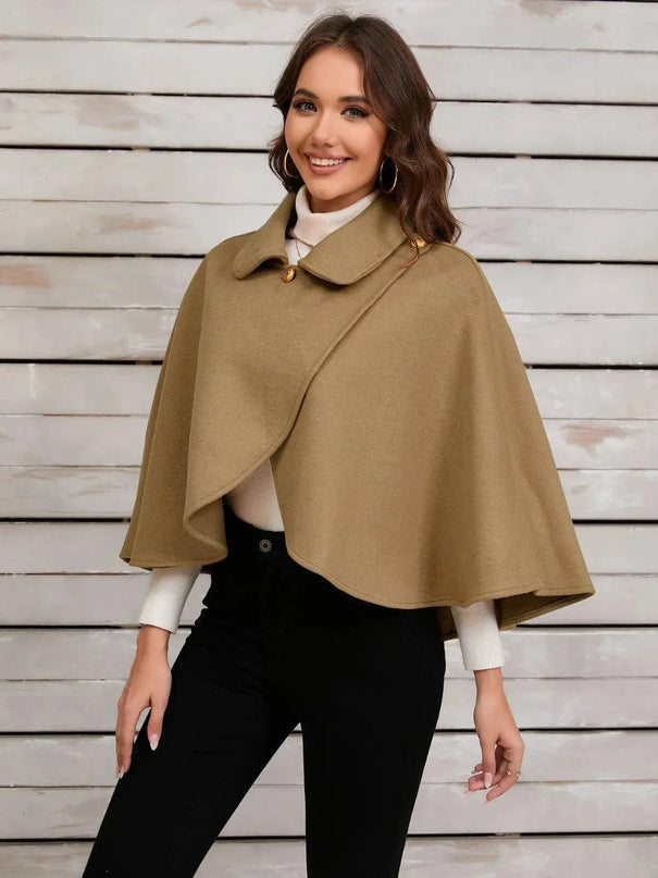 Collared Neck Cropped Cape - ShopEasier