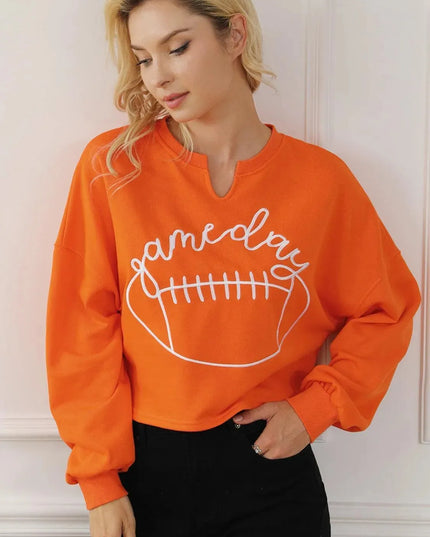 Touchdown Ready Football Graphic Notched Sweatshirt