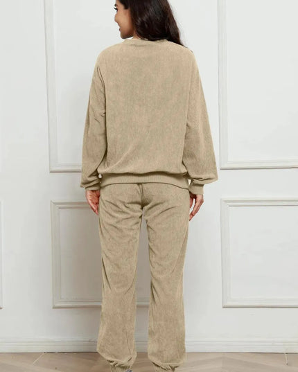 Cozy Corduroy Two-Piece Sweatshirt and Sweatpants Ensemble