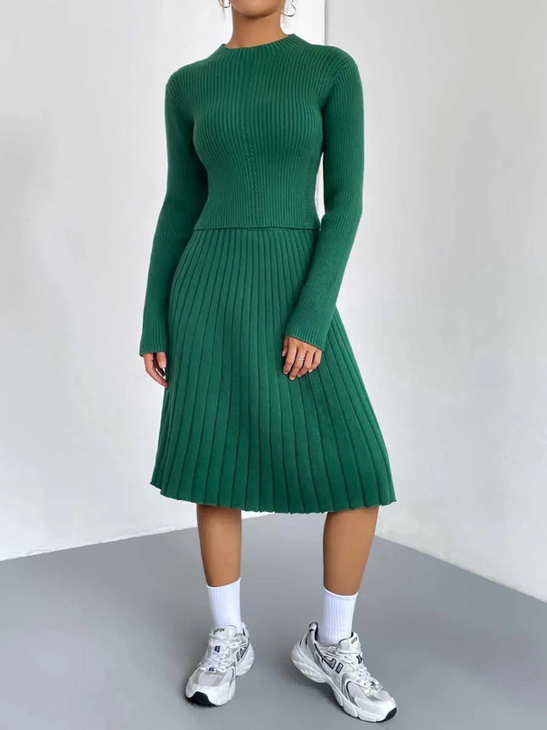 Rib-Knit Sweater and Skirt Set - ShopEasier