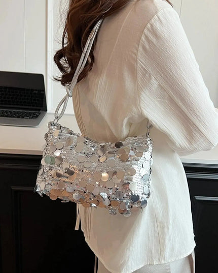 Sequin Knotted Straps Shoulder Bag