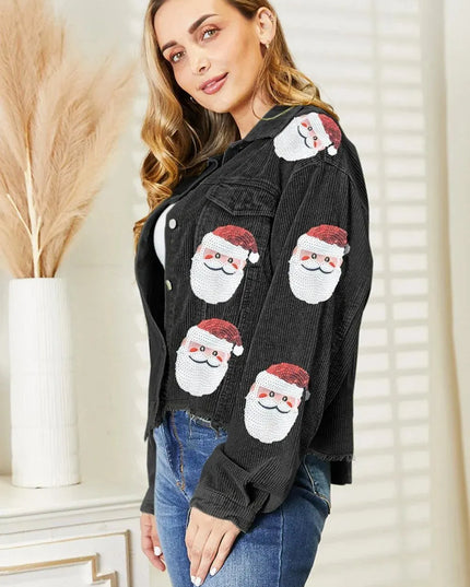 Sequin-Embellished Raw Hem Santa Jacket