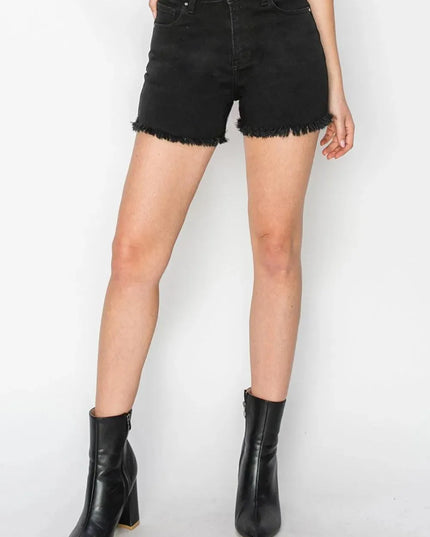 Shorts de mezclilla con cintura alta y dobladillo sin rematar para un estilo veraniego sin esfuerzo