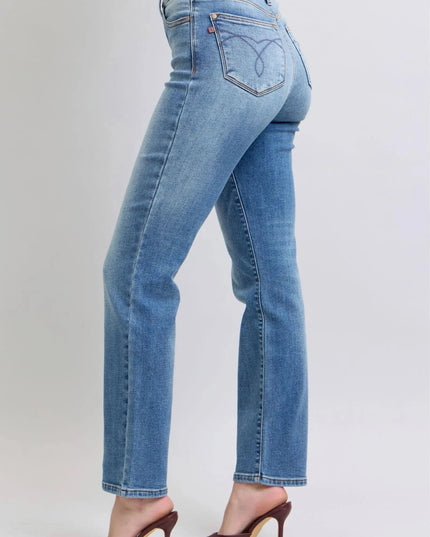 Judy Blue Full Size Wash Thermal Straight Jeans with Pockets - ShopEasier