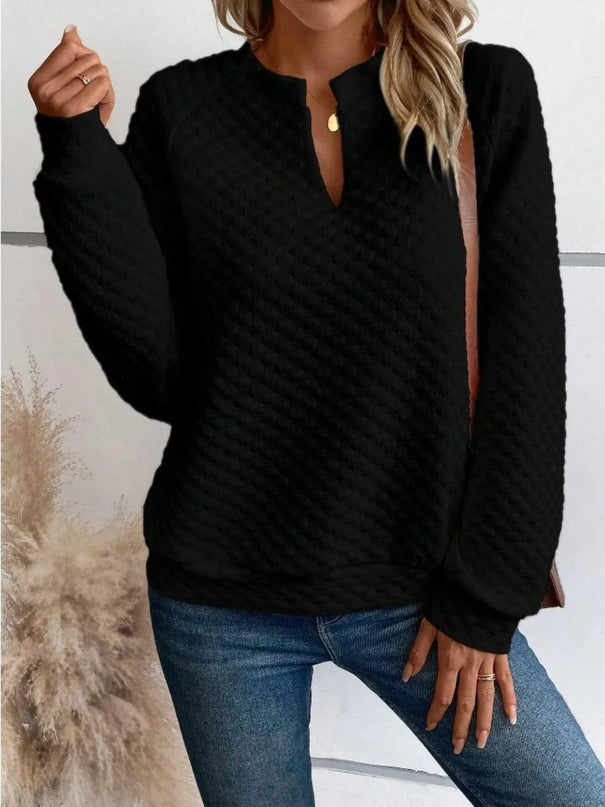 Notched Sleeve Basic Sweatshirt