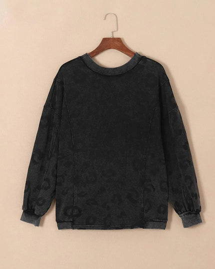 Leopard Print Oversized Crewneck Sweatshirt