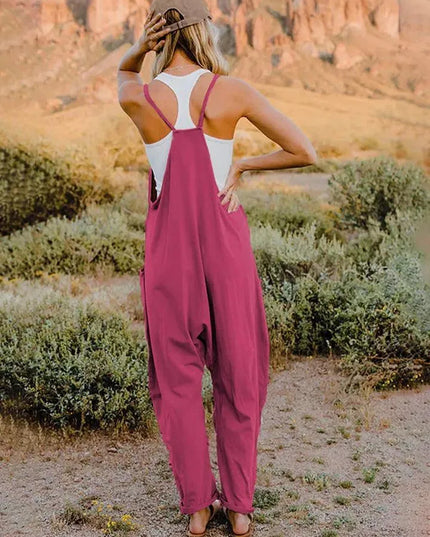 Double Take Full Size Sleeveless V-Neck Pocketed Jumpsuit - ShopEasier