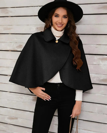 Collared Neck Cropped Cape - ShopEasier