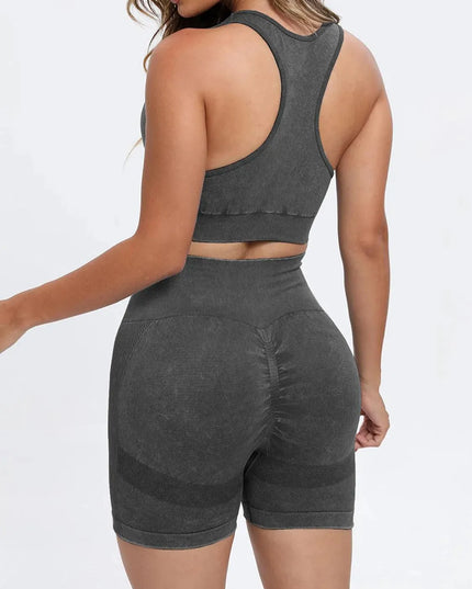 Scoop Neck Wide Strap Top and Shorts Active Set - ShopEasier