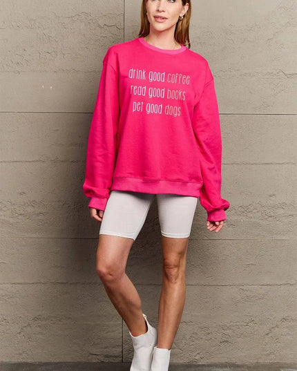 Simply Love Full Size Letter Graphic Round Neck Sweatshirt - ShopEasier