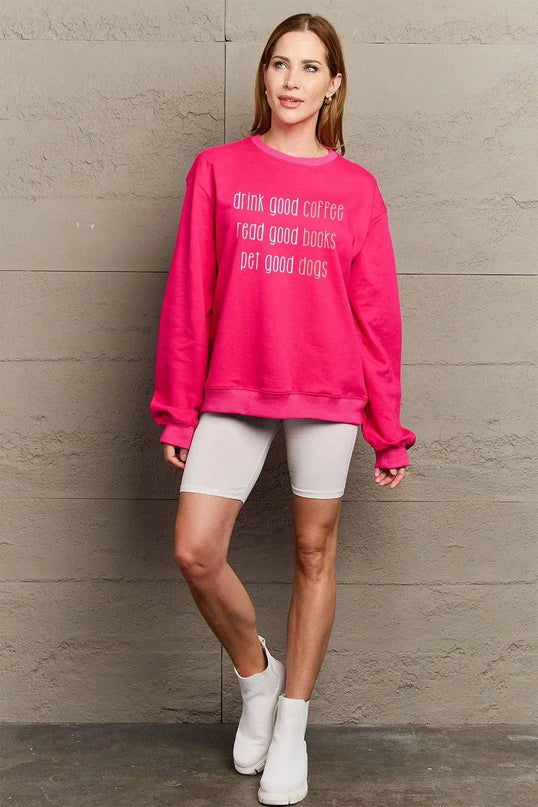 Simply Love Full Size Letter Graphic Round Neck Sweatshirt - ShopEasier