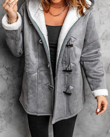 Hooded Toggle Jacket with Pockets and Long Sleeves