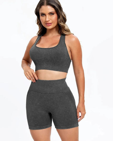 Scoop Neck Wide Strap Top and Shorts Active Set - ShopEasier