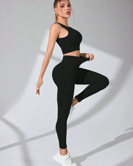 Scoop Neck Wide Strap Top and Pants Active Set - ShopEasier