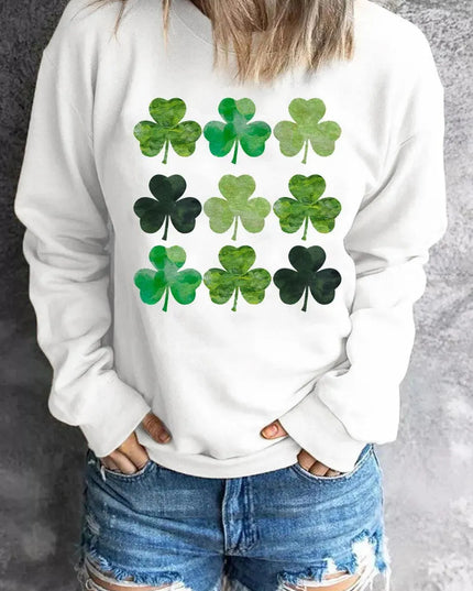 Lucky Clover Round Neck Dropped Shoulder Sweatshirt