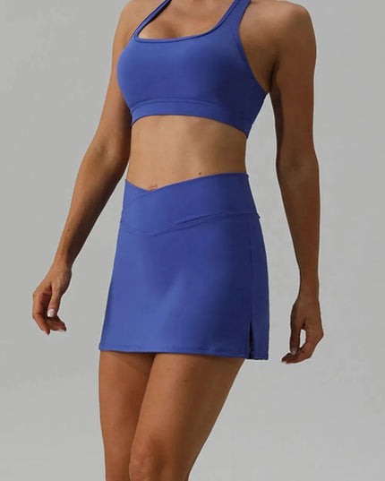 Halter Neck Tank and Slit Skirt Active Set - ShopEasier