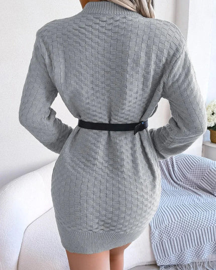 Round Neck Long Sleeve Mini Sweater Dress