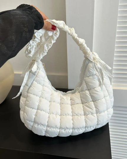 Bubble Texture Ruched Strap Quilted Shoulder Bag - ShopEasier