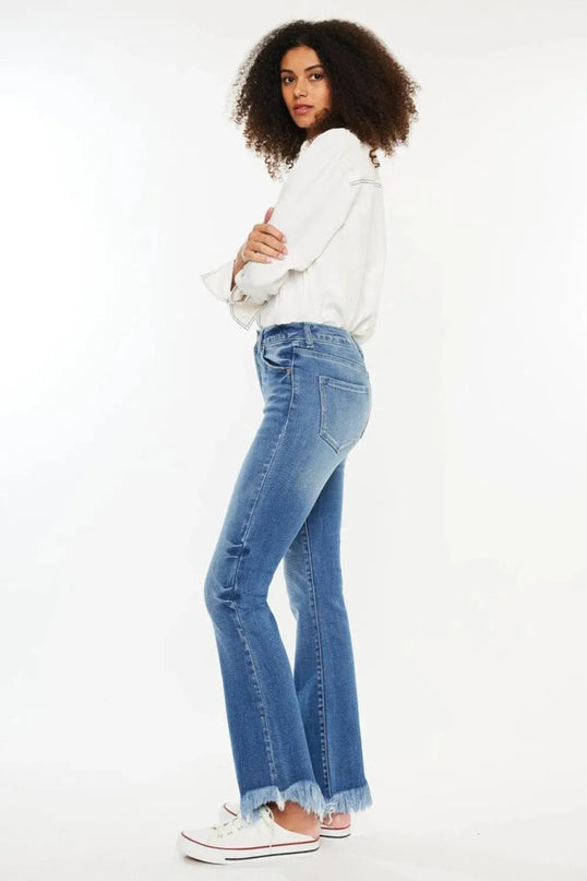 Kancan High Rise Frayed Hem Jeans - ShopEasier