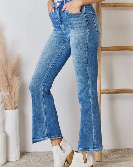 RISEN Full Size High Rise Ankle Flare Jeans - ShopEasier