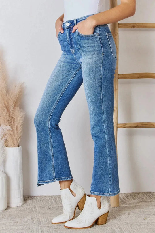 RISEN Full Size High Rise Ankle Flare Jeans - ShopEasier