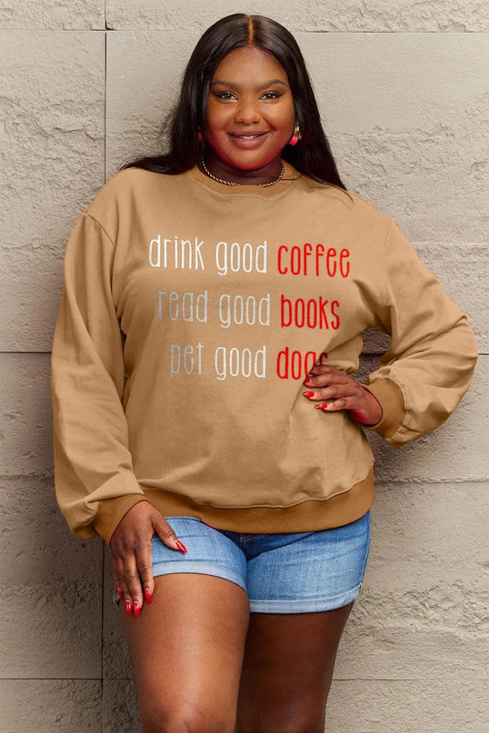 Simply Love Full Size Letter Graphic Round Neck Sweatshirt - ShopEasier