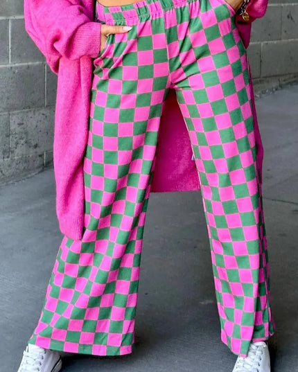 Checkered Wide Leg Pants