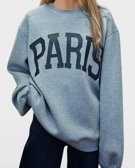 PARIS Basic Bae Long Sleeve Scuba Sweatshirt with Round Neck