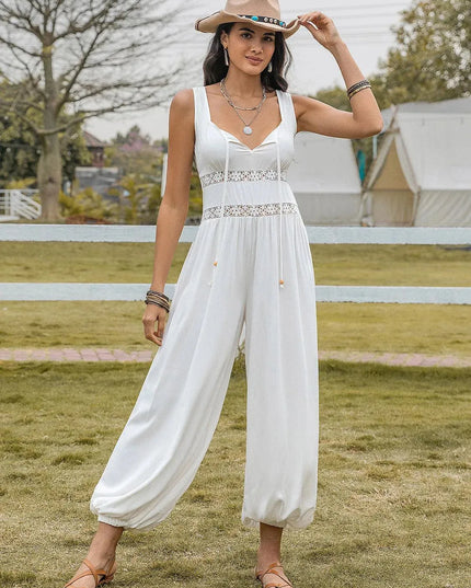 Backless Wide Strap Wide Leg Jumpsuit - ShopEasier