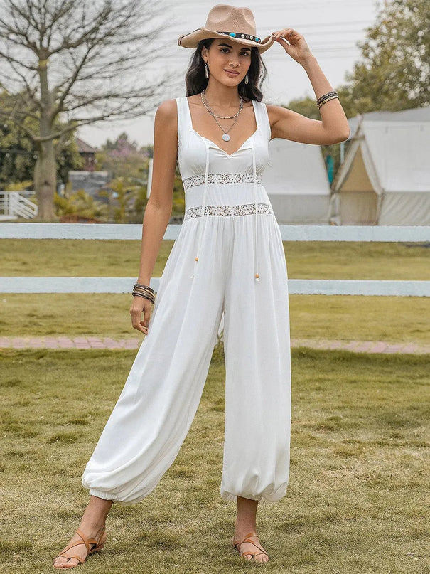 Backless Wide Strap Wide Leg Jumpsuit - ShopEasier