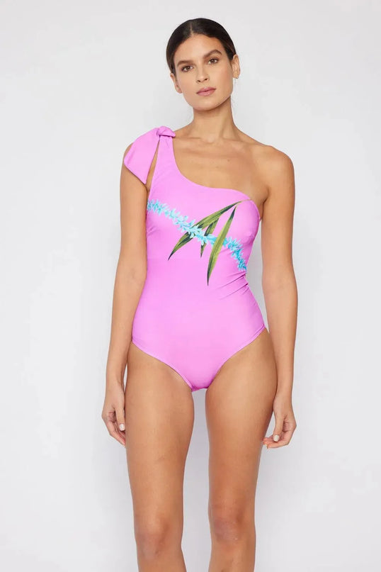 Traje de baño de un hombro Marina West Swim Vacay Mode en color rosa clavel