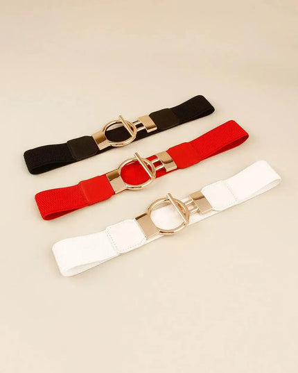 Round Zinc Alloy Buckle PU Leather Belt