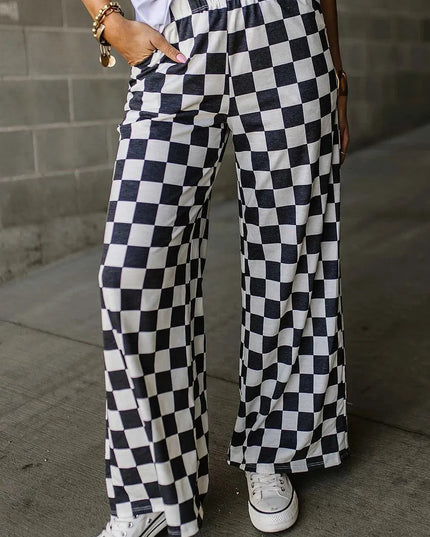 Checkered Wide Leg Pants