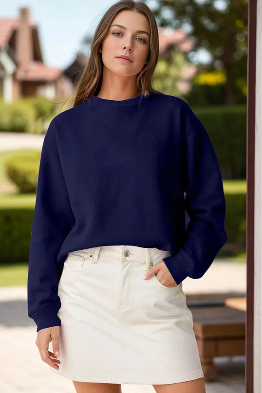 Classic Opaque Long Sleeve Crew Neck Sweatshirt