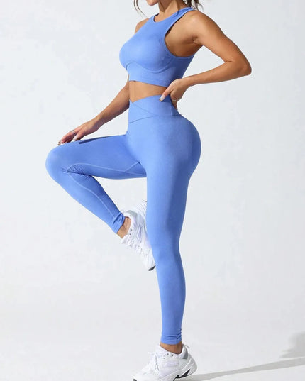 Round Neck Tank and High Waist Leggings Active Set - ShopEasier