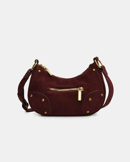 Bolso de hombro de gamuza con correa ajustable