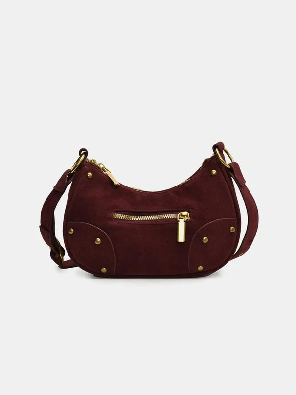 Bolso de hombro de gamuza con correa ajustable