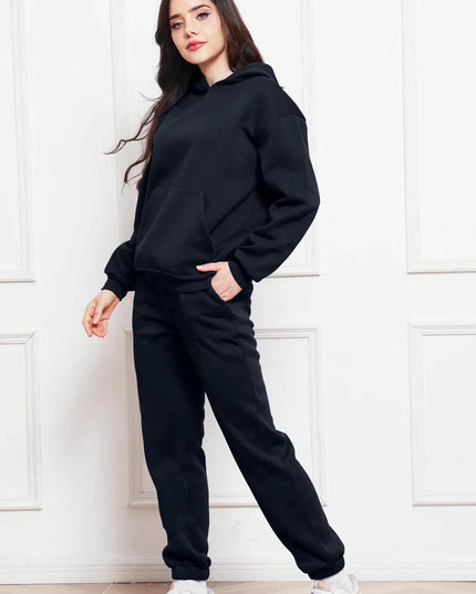 Casual Drop Shoulder Hoodie and Jogger Set