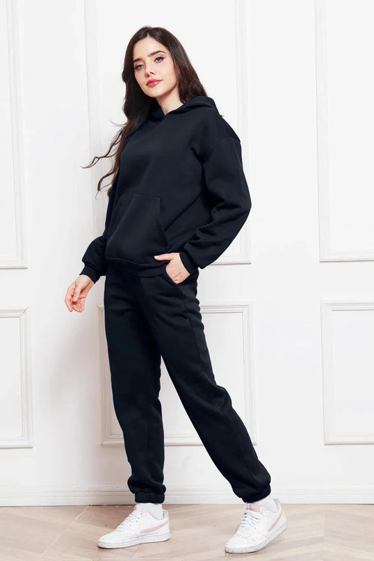 Casual Drop Shoulder Hoodie and Jogger Set