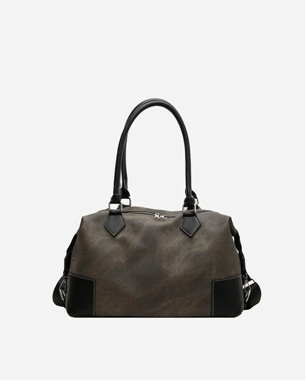 Contrast PU Leather Shoulder Bag