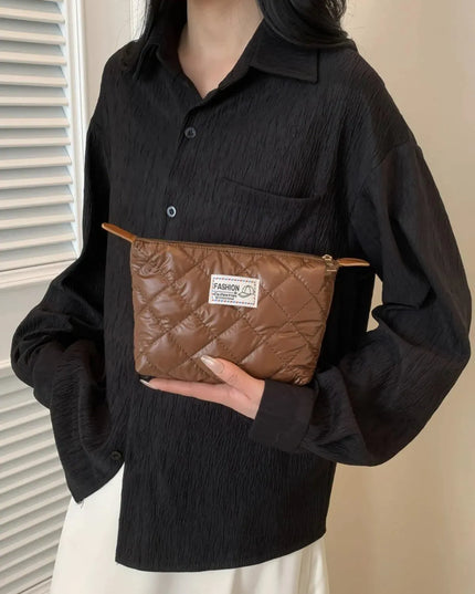 Solid Quilted Clutch with Zipper